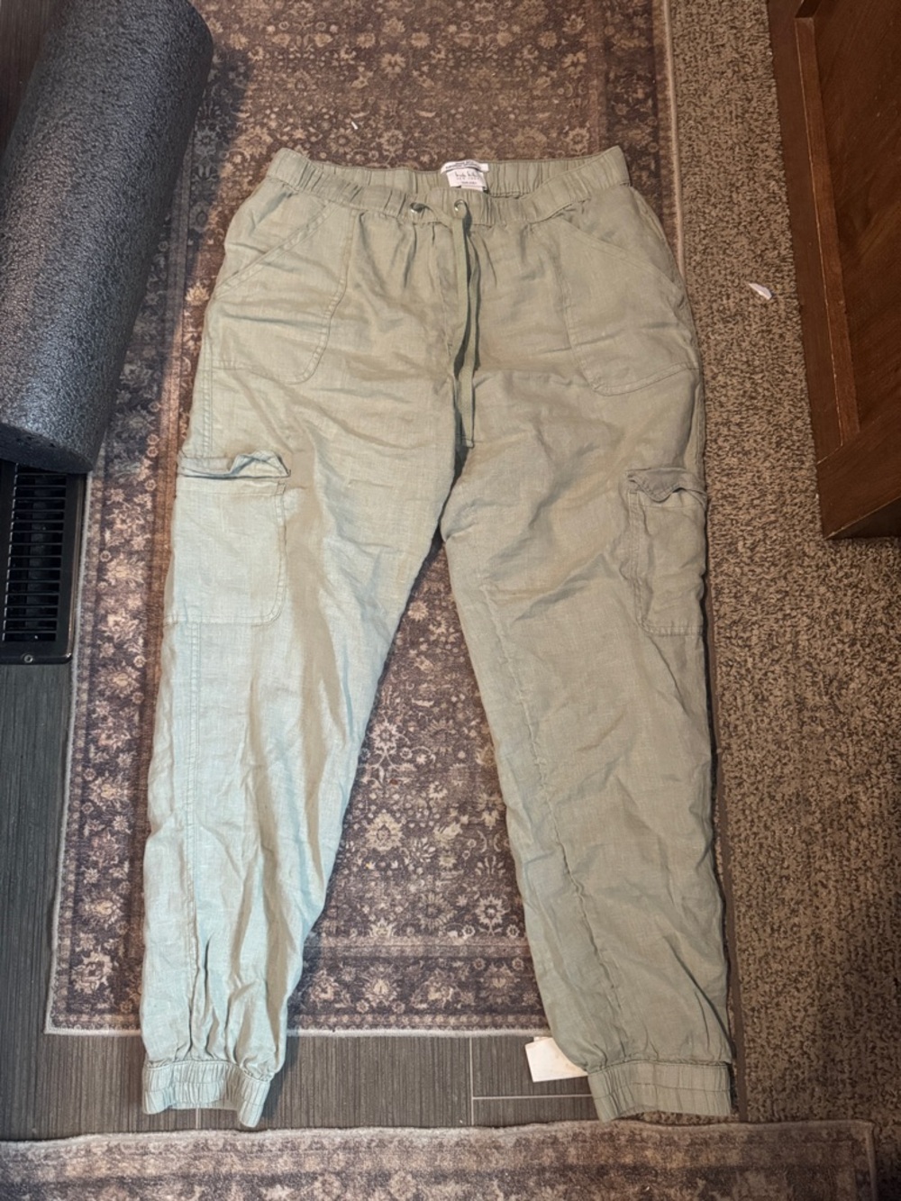 Nicole Miller Light Sage Green Cargo Jogger Pants